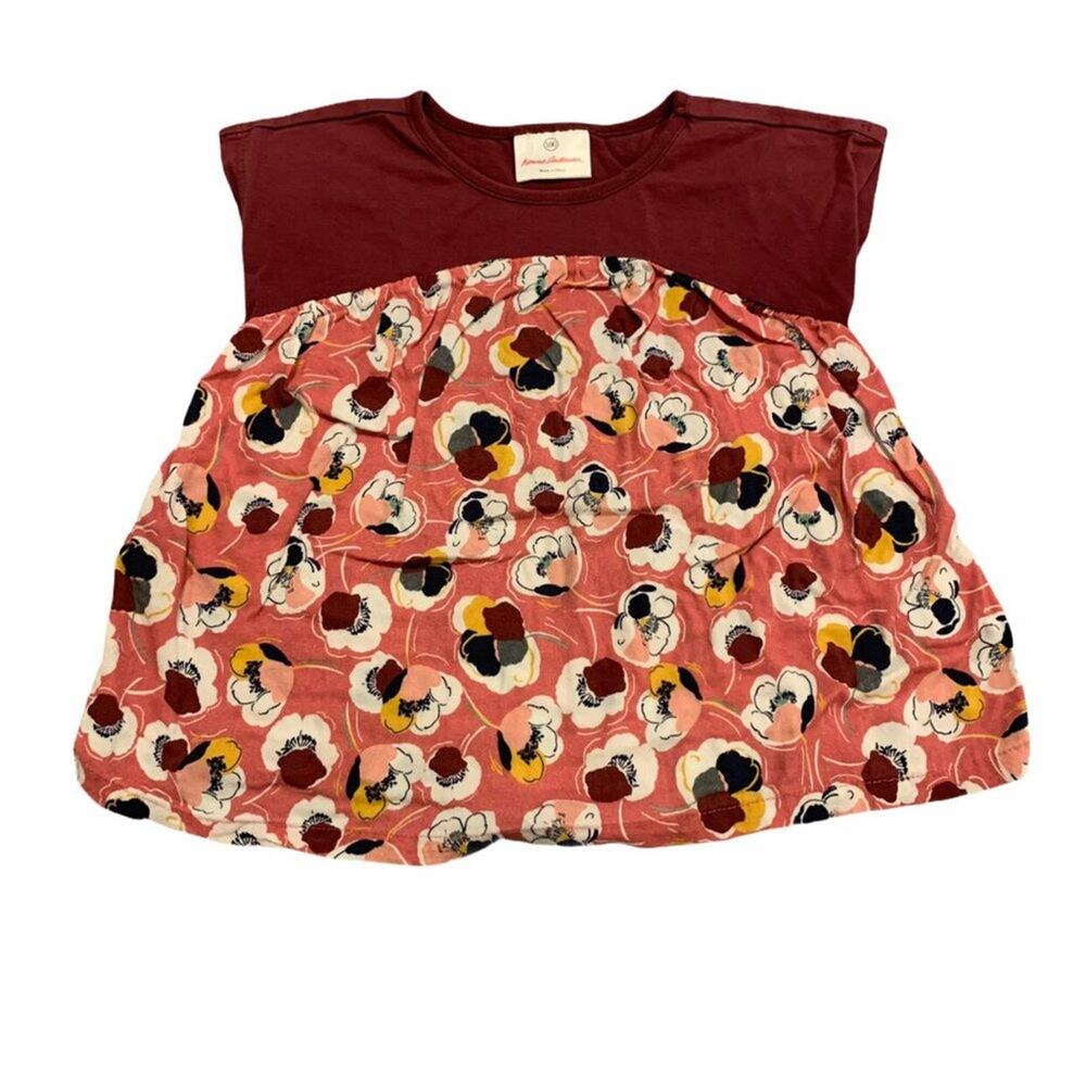 Hanna Andersson Floral Mixed Material Top Girls 4